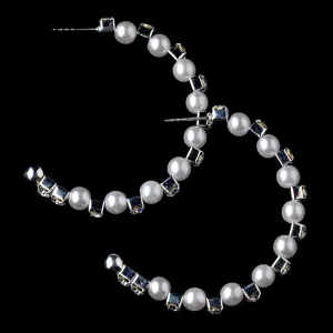 * Silver White Clear Earring Set 8549