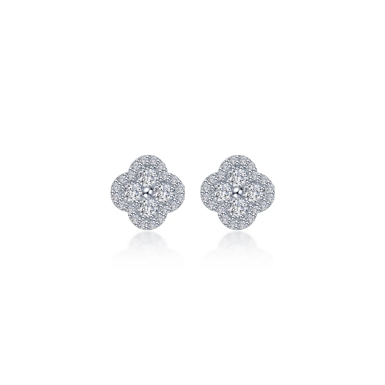 0.8 CTW Flower Halo Stud Earrings