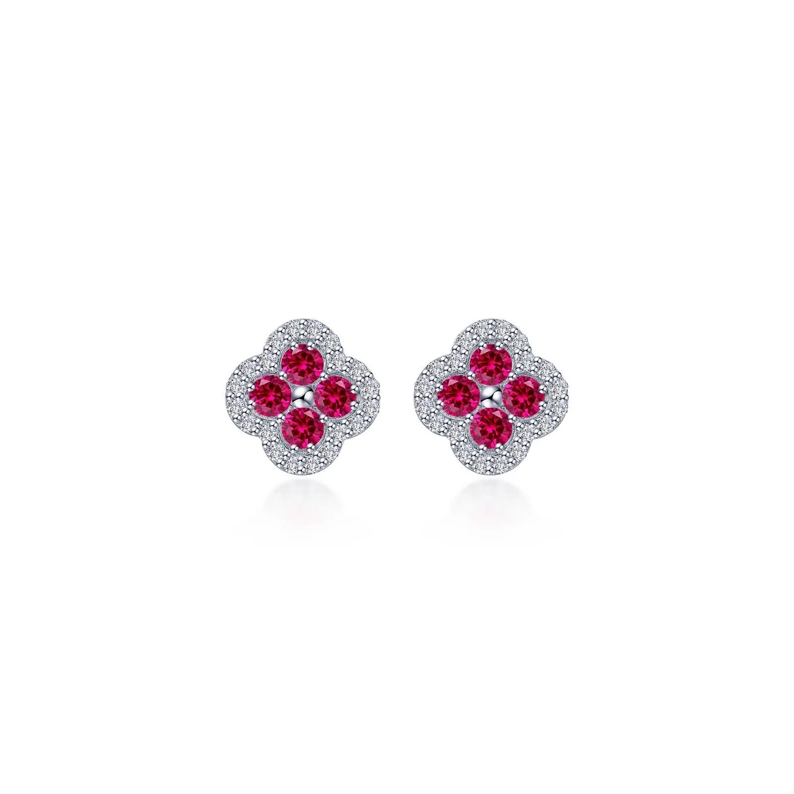 0.8 CTW Flower Halo Stud Earrings