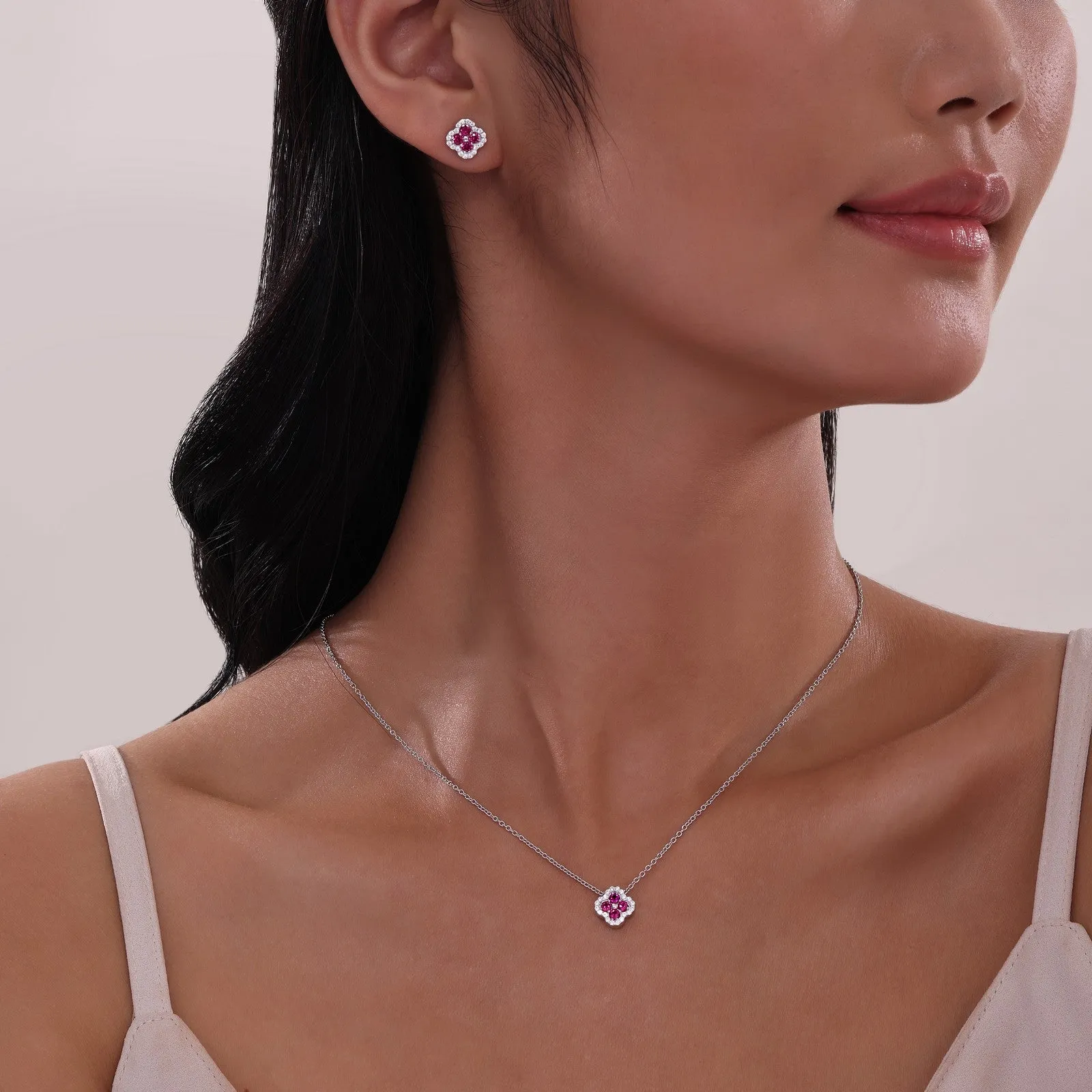 0.8 CTW Flower Halo Stud Earrings
