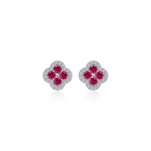 0.8 CTW Flower Halo Stud Earrings