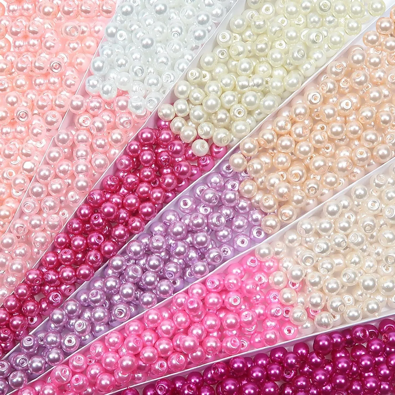 1000Pcs 4Mm Pearl Beads Multi Colors Loose round Glass Pearl Beads Spacer Beads for DIY Craft Necklaces Bracelets Jewelry Making