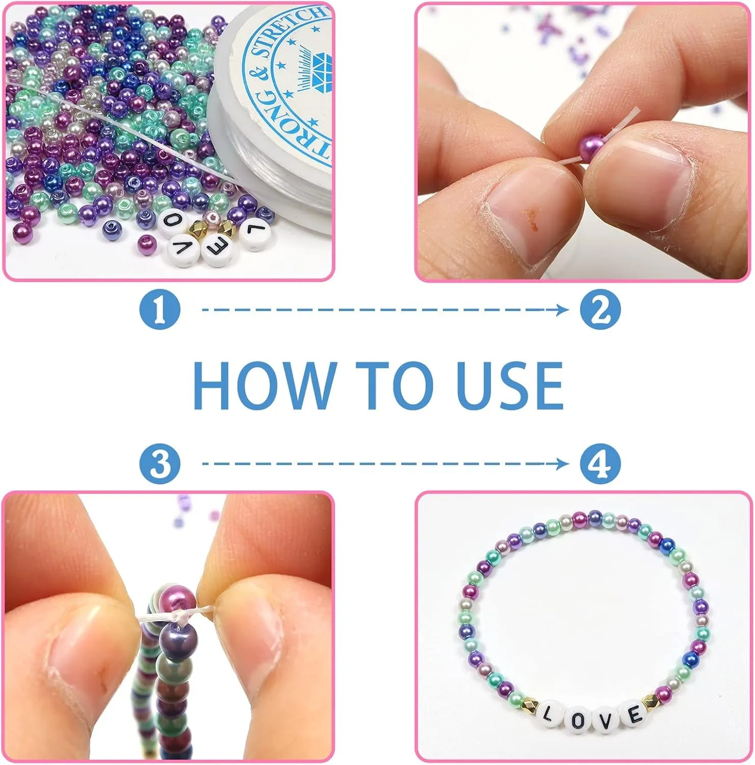 1000Pcs 4Mm Pearl Beads Multi Colors Loose round Glass Pearl Beads Spacer Beads for DIY Craft Necklaces Bracelets Jewelry Making