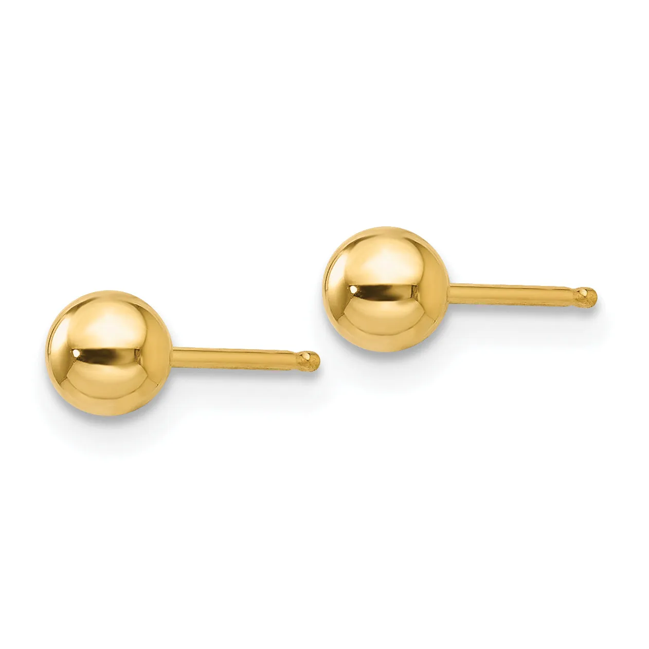 10K Gold Polished Ball Post Earrings for Women  Elegant 4mm Design