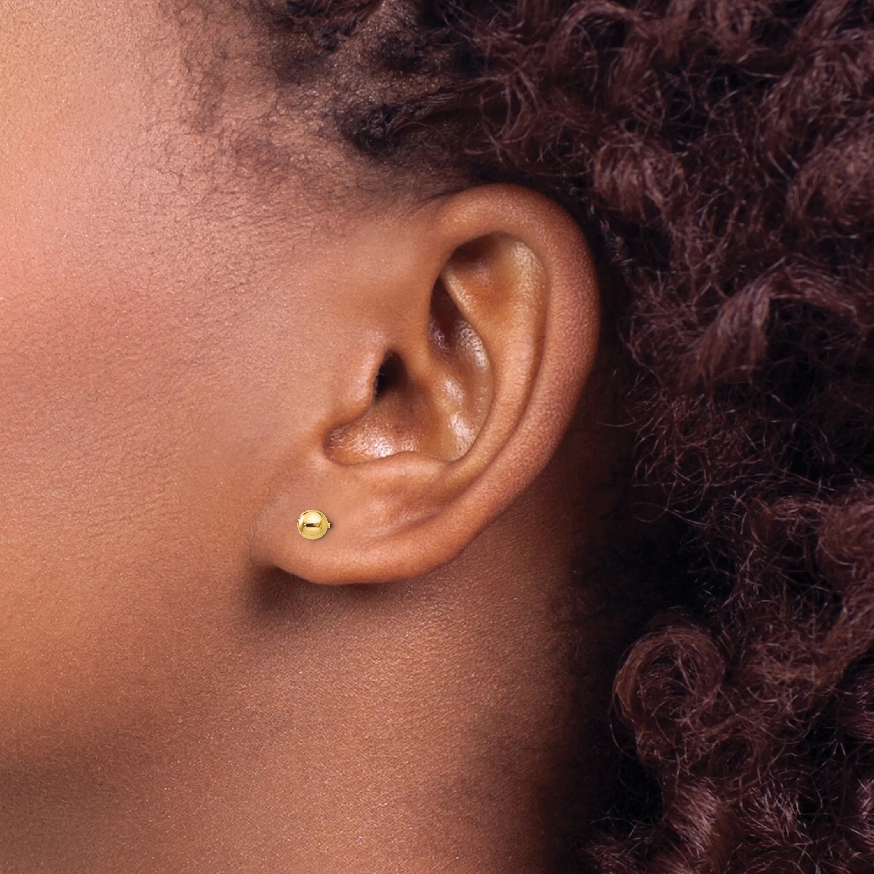 10K Gold Polished Ball Post Earrings for Women  Elegant 4mm Design