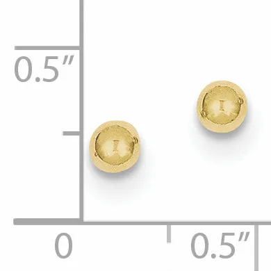 10K Gold Polished Ball Post Earrings for Women  Elegant 4mm Design