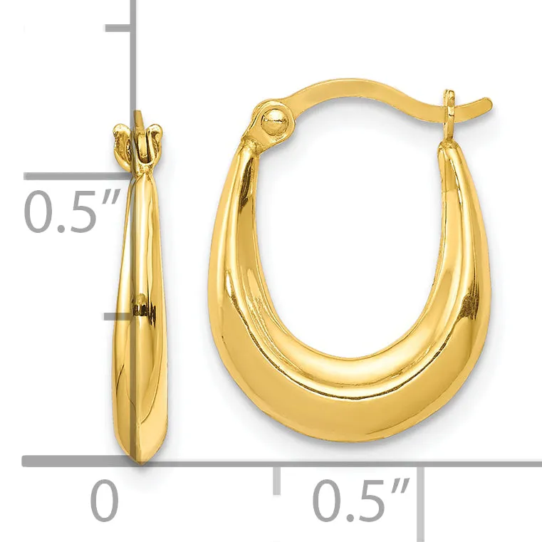 10K Yellow Gold Hollow Hoop Earrings with Polished Finish  Lightweight & Timeless