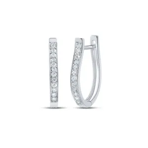 10kt White Gold Diamond Oblong Hoop Earrings - Timeless Elegance in Motion