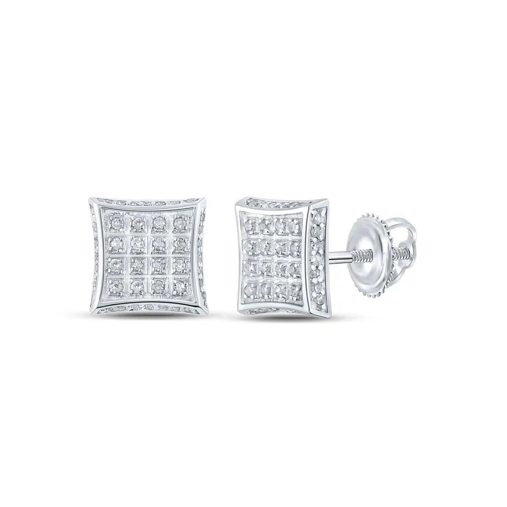 10kt White Gold Square Diamond Earrings - Timeless Elegance and Sparkling Brilliance