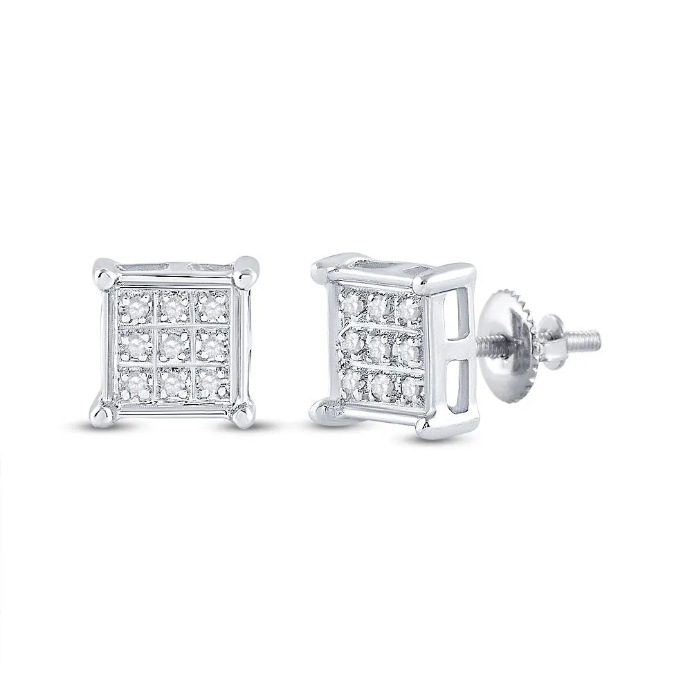 10kt White Gold Square Diamond Earrings - Timeless Elegance and Sparkling Sophistication