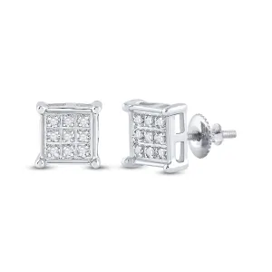 10kt White Gold Square Diamond Earrings - Timeless Elegance and Sparkling Sophistication