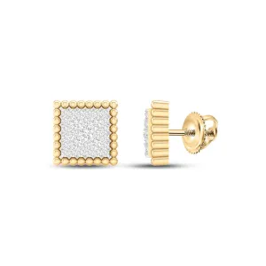 10kt Yellow Gold Diamond Square Earrings - Timeless Elegance in Gold