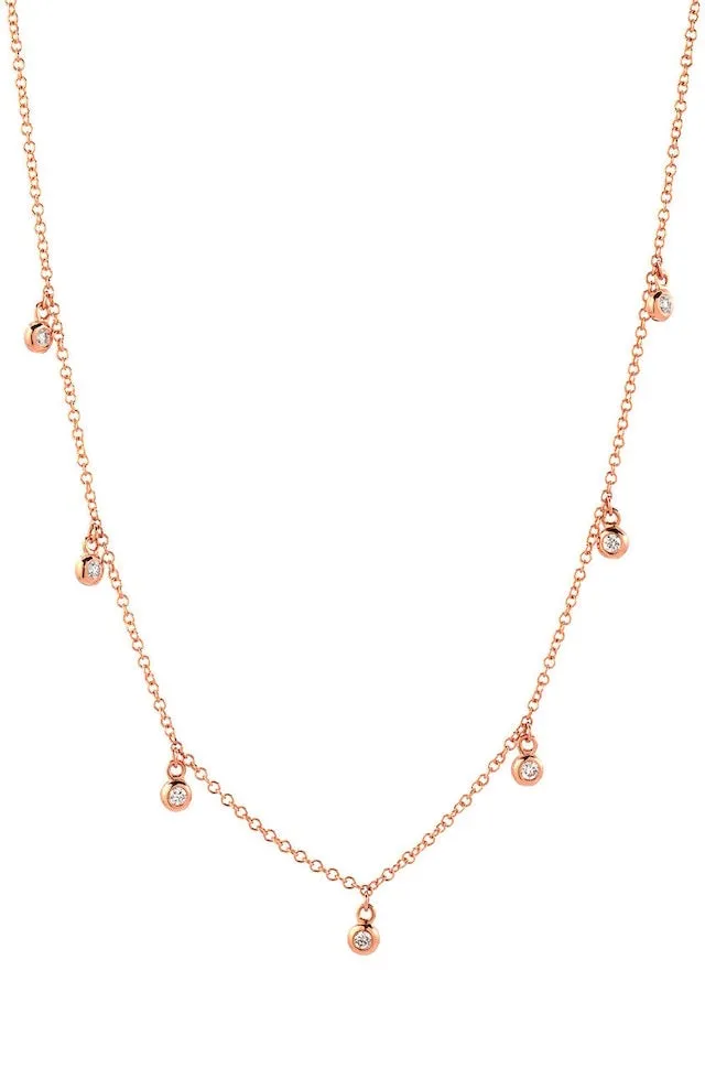 14k Bezel Drop Diamond Necklace