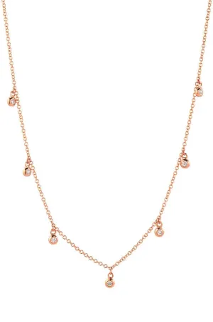 14k Bezel Drop Diamond Necklace