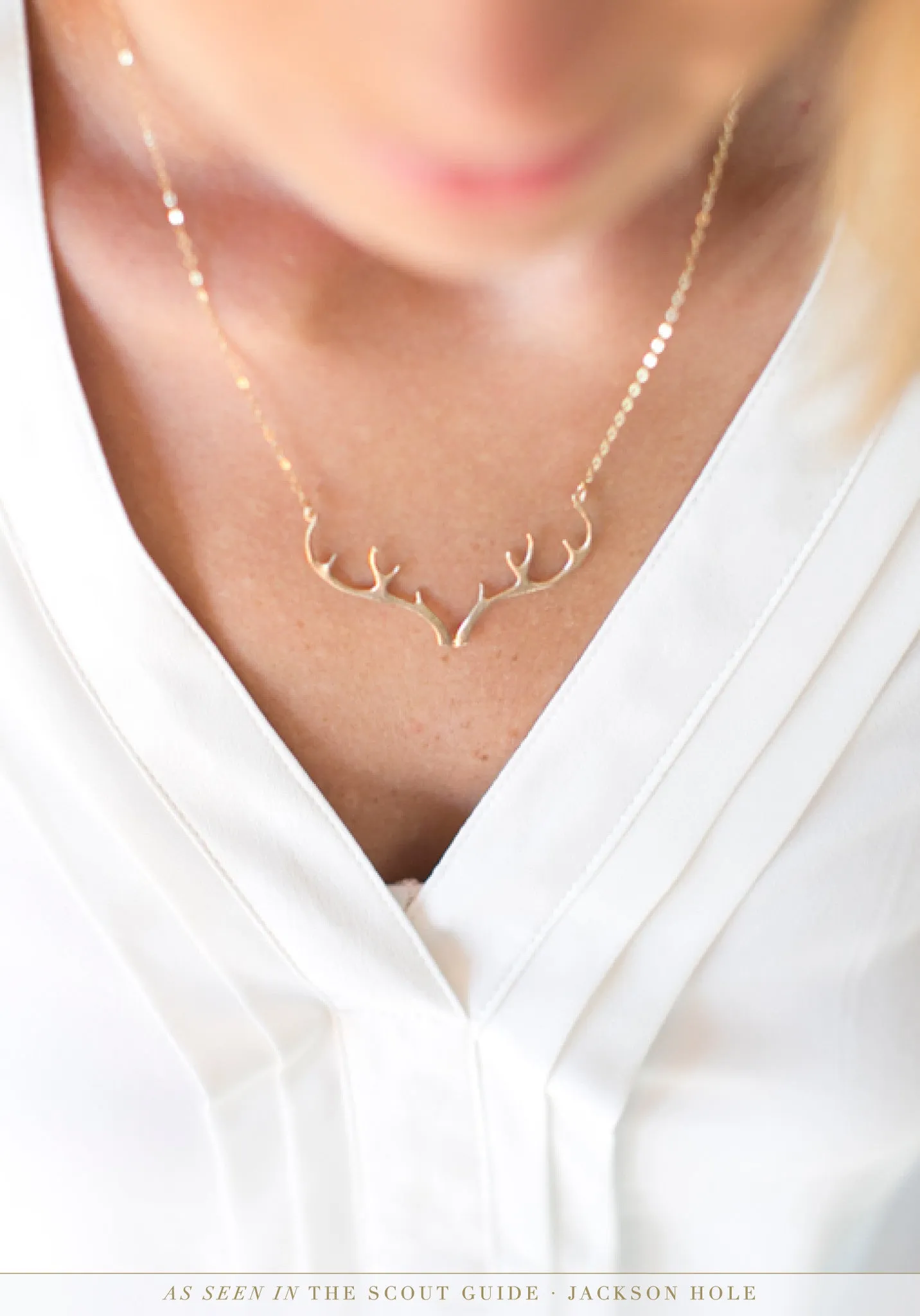 14K Gold Antler Necklace