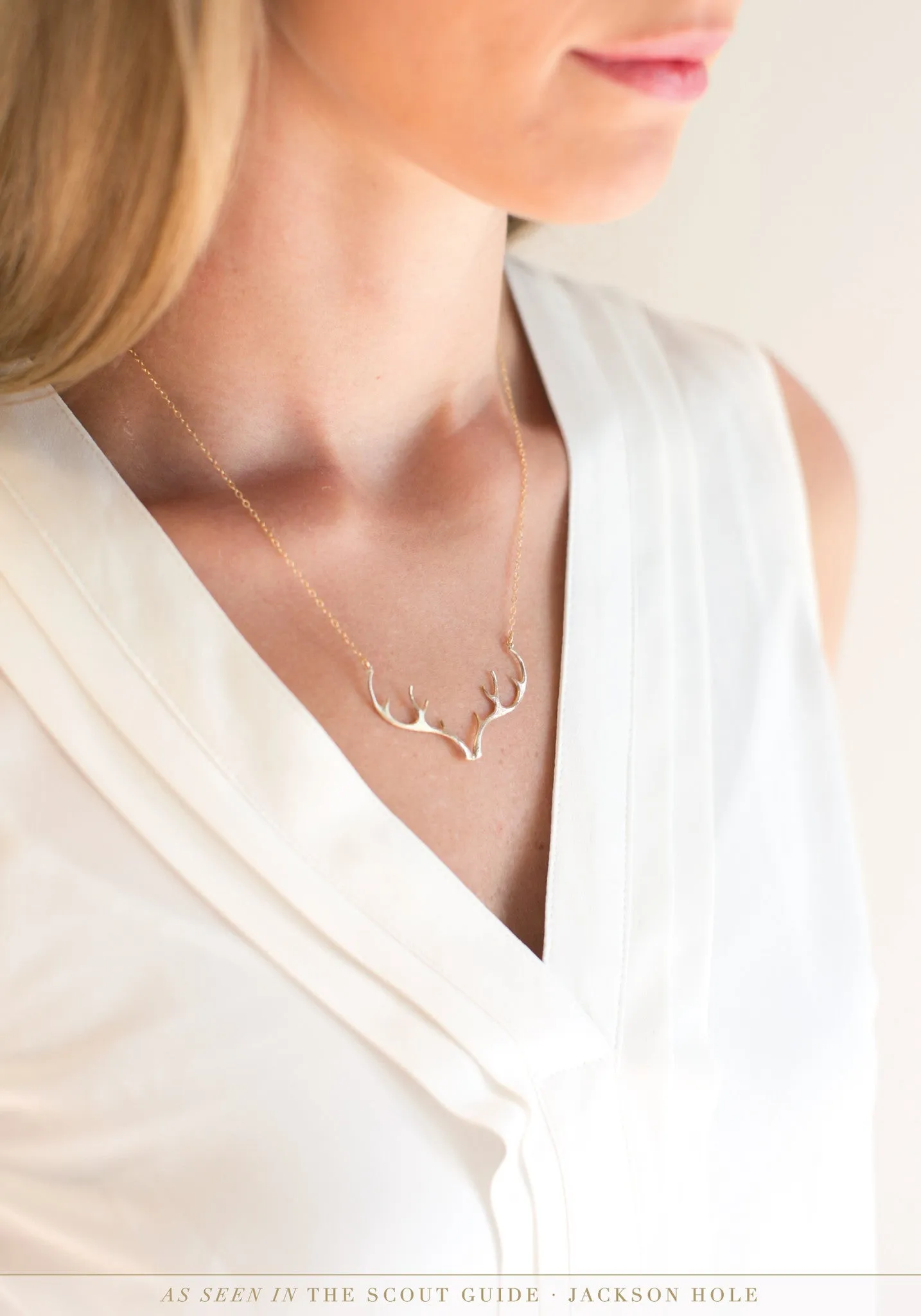 14K Gold Antler Necklace