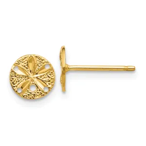 14K Gold Diamond-Cut Sand Dollar Earrings with Polished Finish