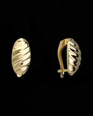 14K Italian Gold Ribbed Earrings