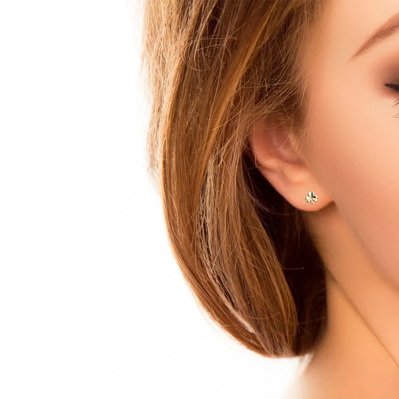 14K Shamrock Stud Small Earrings