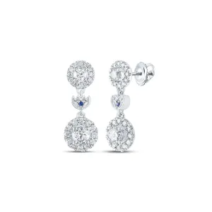 14kt White Gold Diamond and Sapphire Dangle Earrings - Timeless Elegance