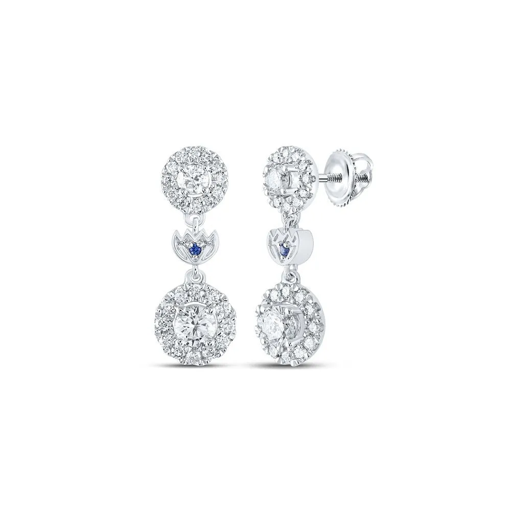 14kt White Gold Diamond and Sapphire Dangle Earrings - Timeless Elegance