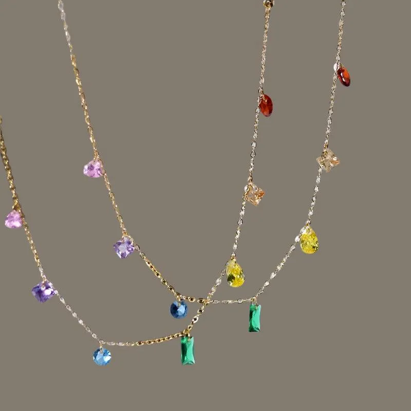 18k Gold Plated Stainless Steel CZ Charm Anklet Bracelet for Women