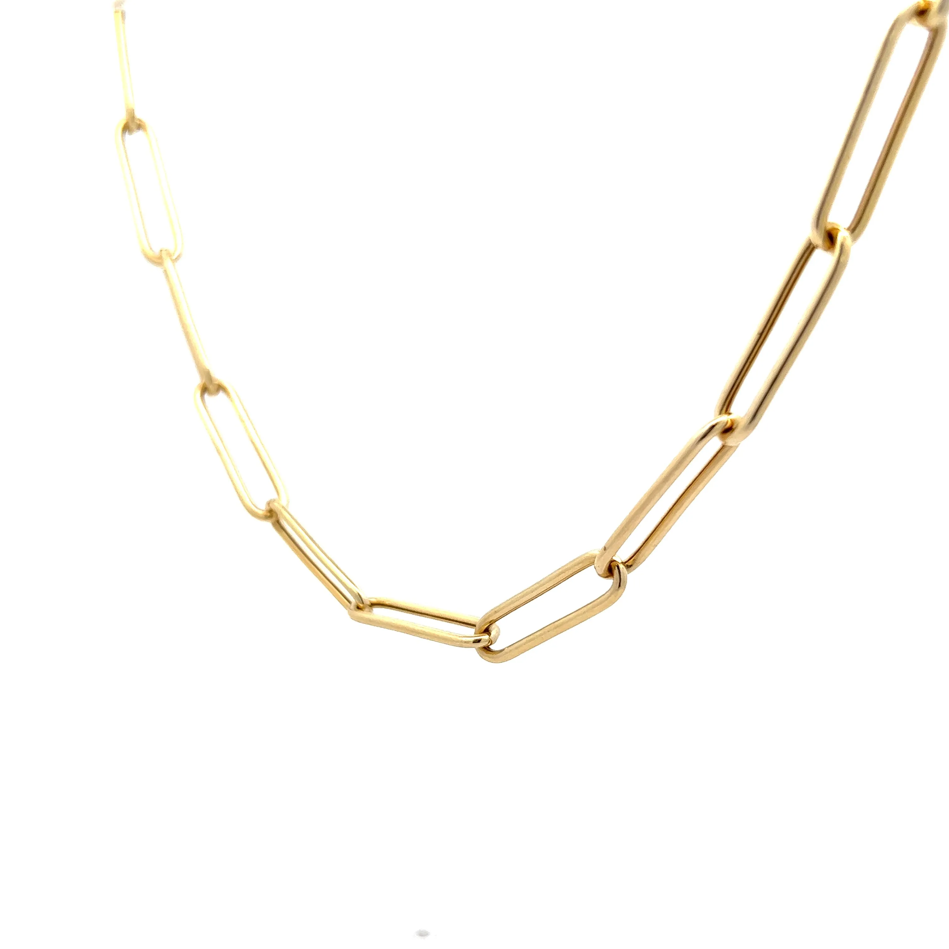18" Paperclip Chain Necklace in 14k Yellow Gold