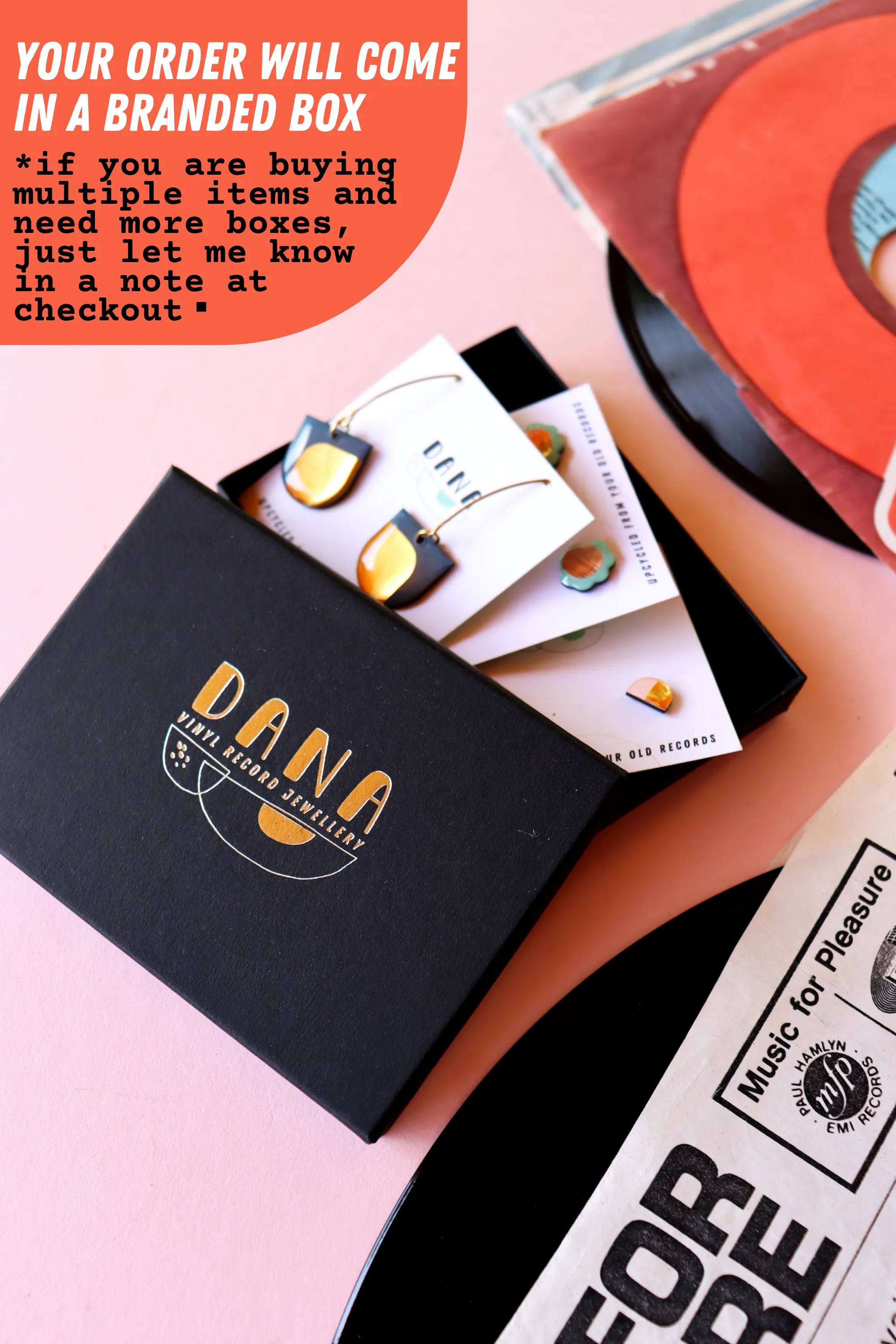 20% OFF 2 pairs left / PACMAN in pastel yellow, hot pink and neon orange / upcycled from your old records