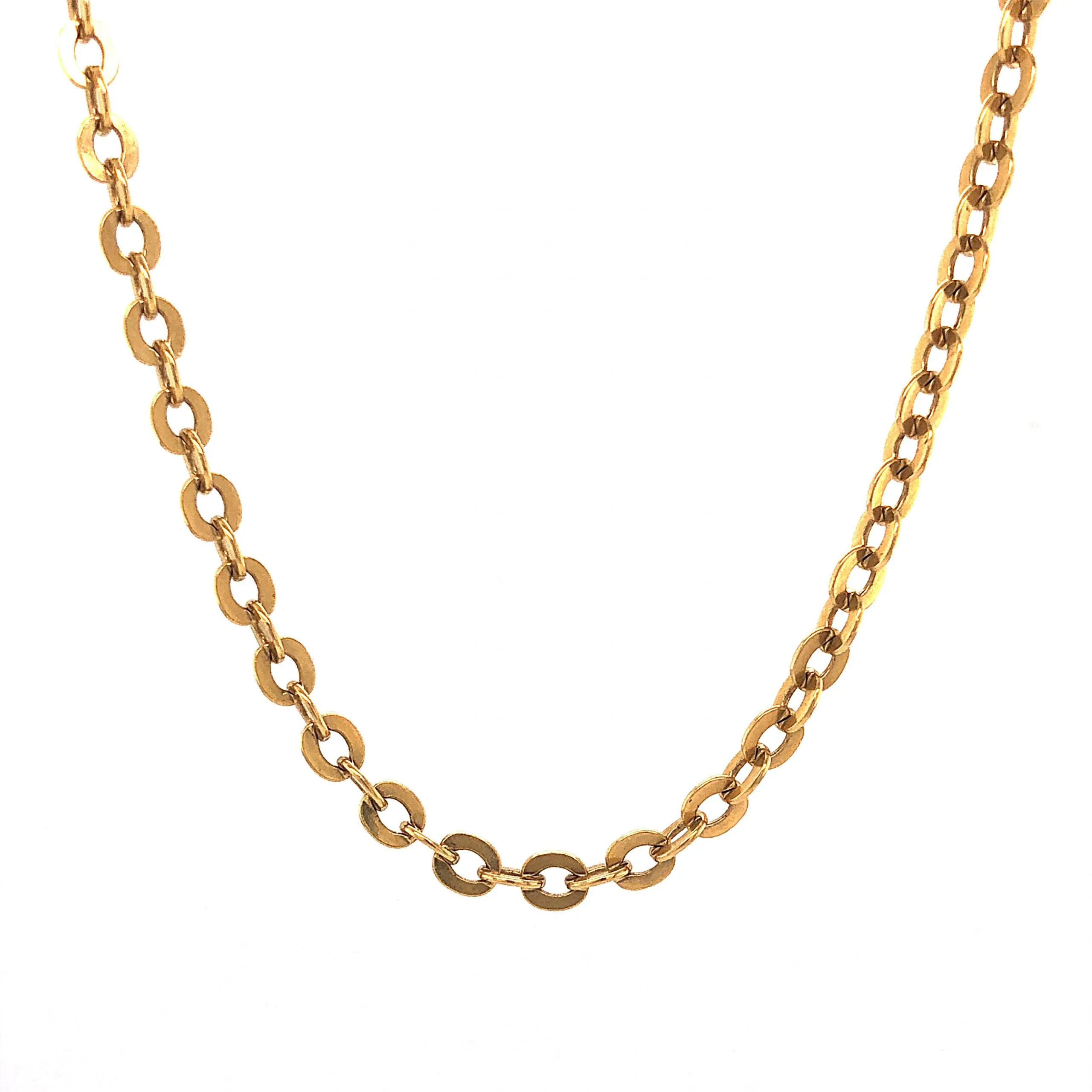 24 Inch Mid-Century Chain Necklace in 18k Yellow Gold