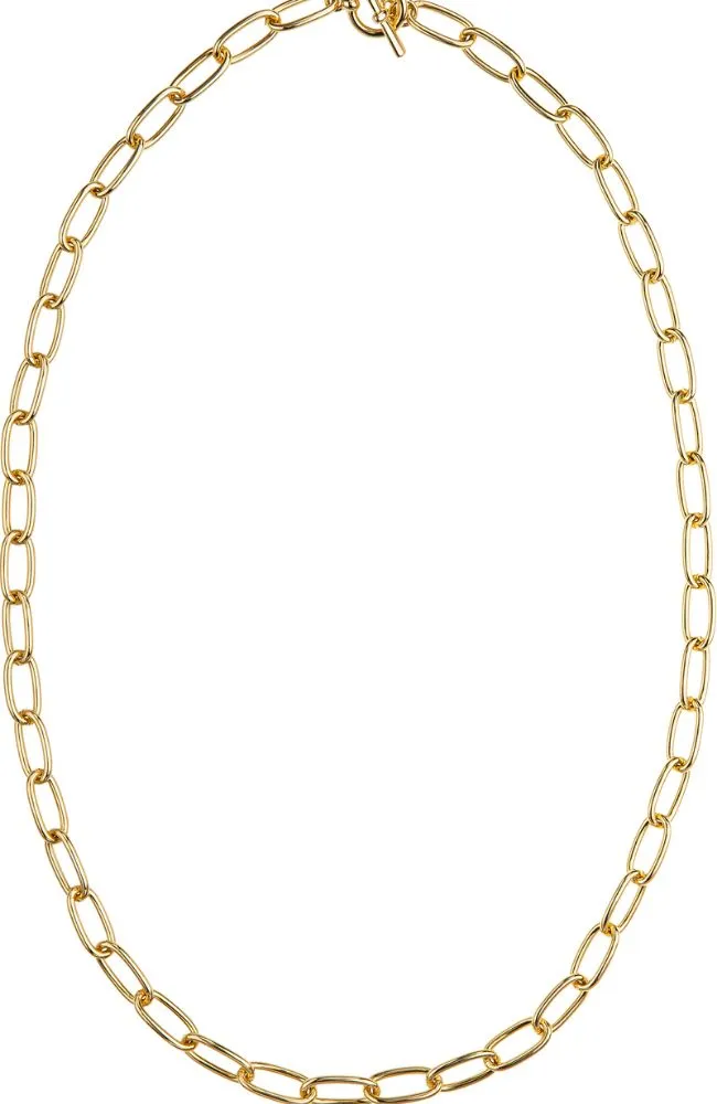 30 inch Gold Oval Link Toggle Necklace