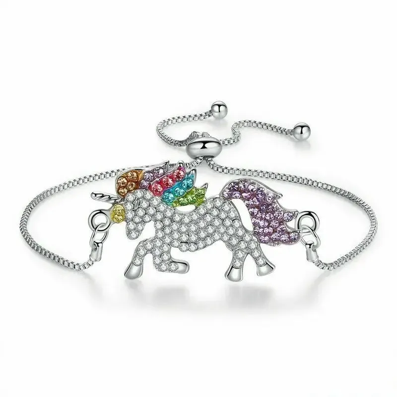 4-Pc Colorful Unicorn Rhinestone Set