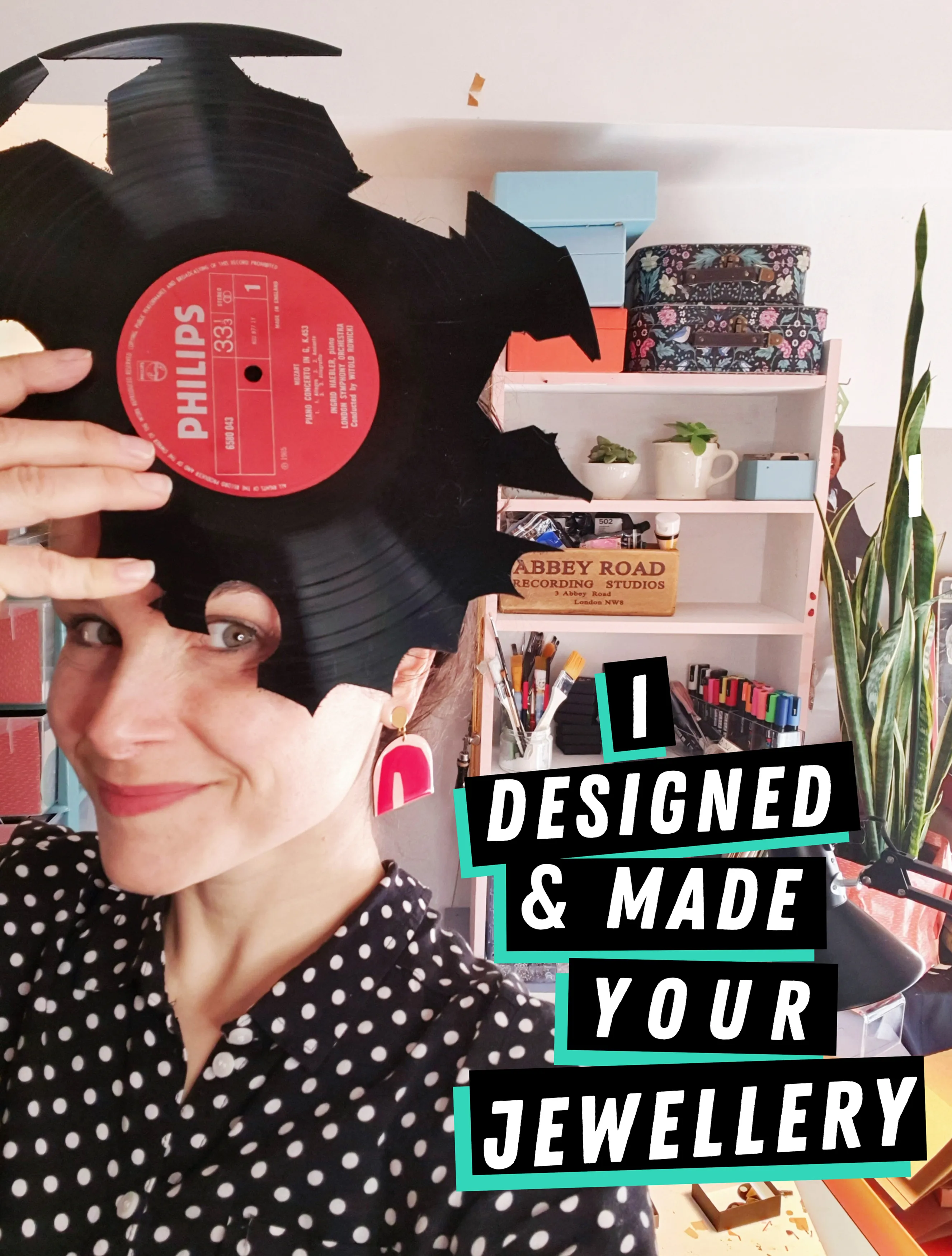 40% OFF Upcycled vinyl record earrings in tealy turquoise black and copper / unique Irish design