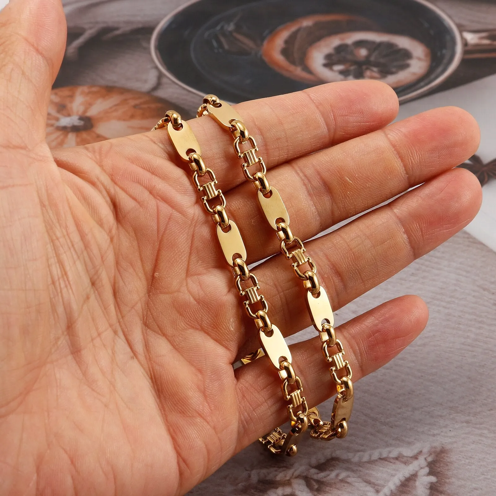 6mm Granny Chic Coffee Beans Chain Necklace for Women Men