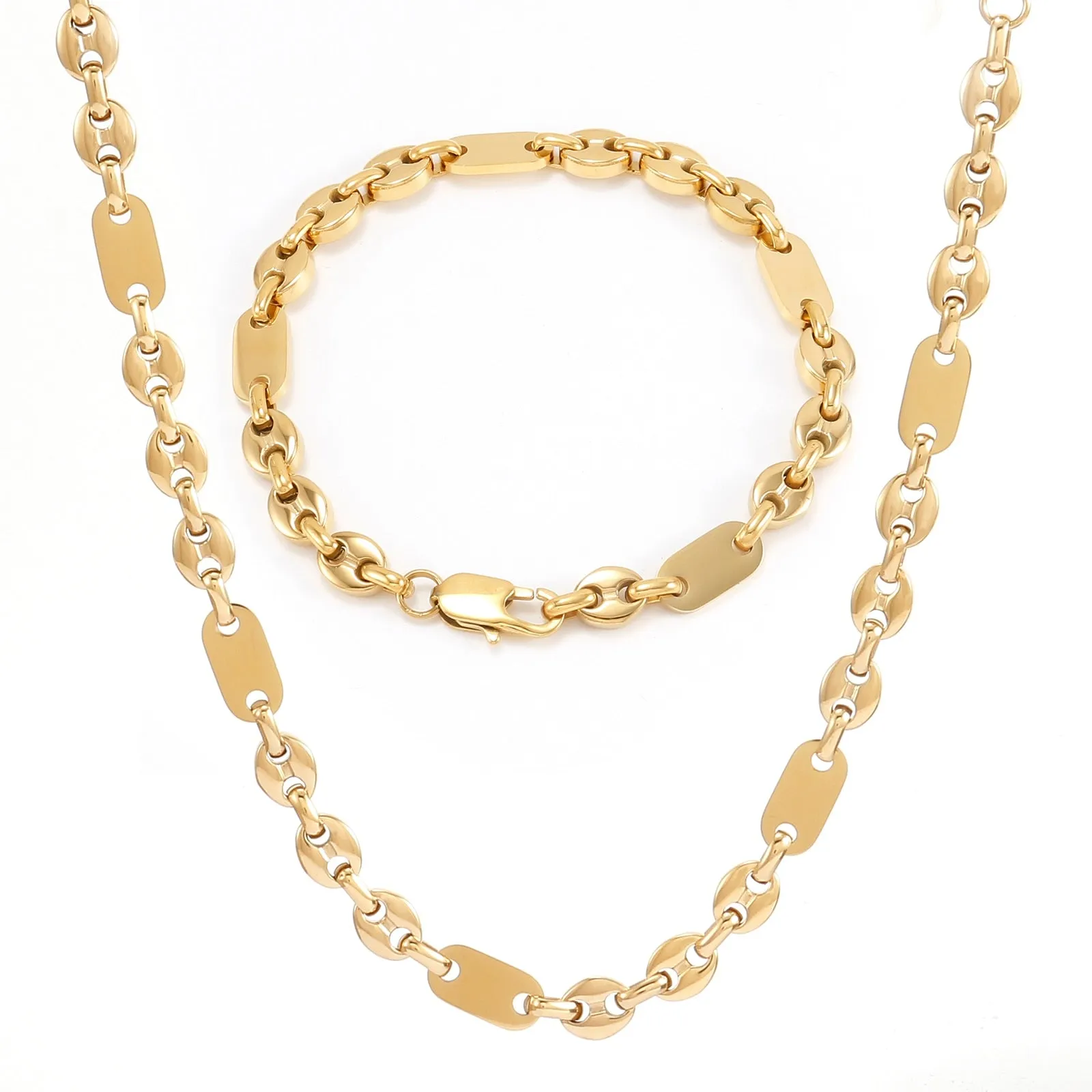 6mm Granny Chic Coffee Beans Chain Necklace for Women Men