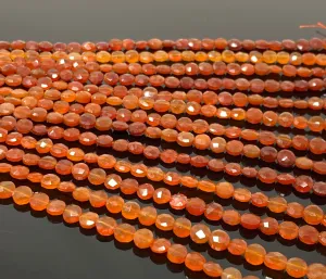 8” Carnelian Gemstone Coin Beads, Natural Carnelian Beads, Jewelry Supplies Bulk Wholesale Beads, 5.5mm - 6mm