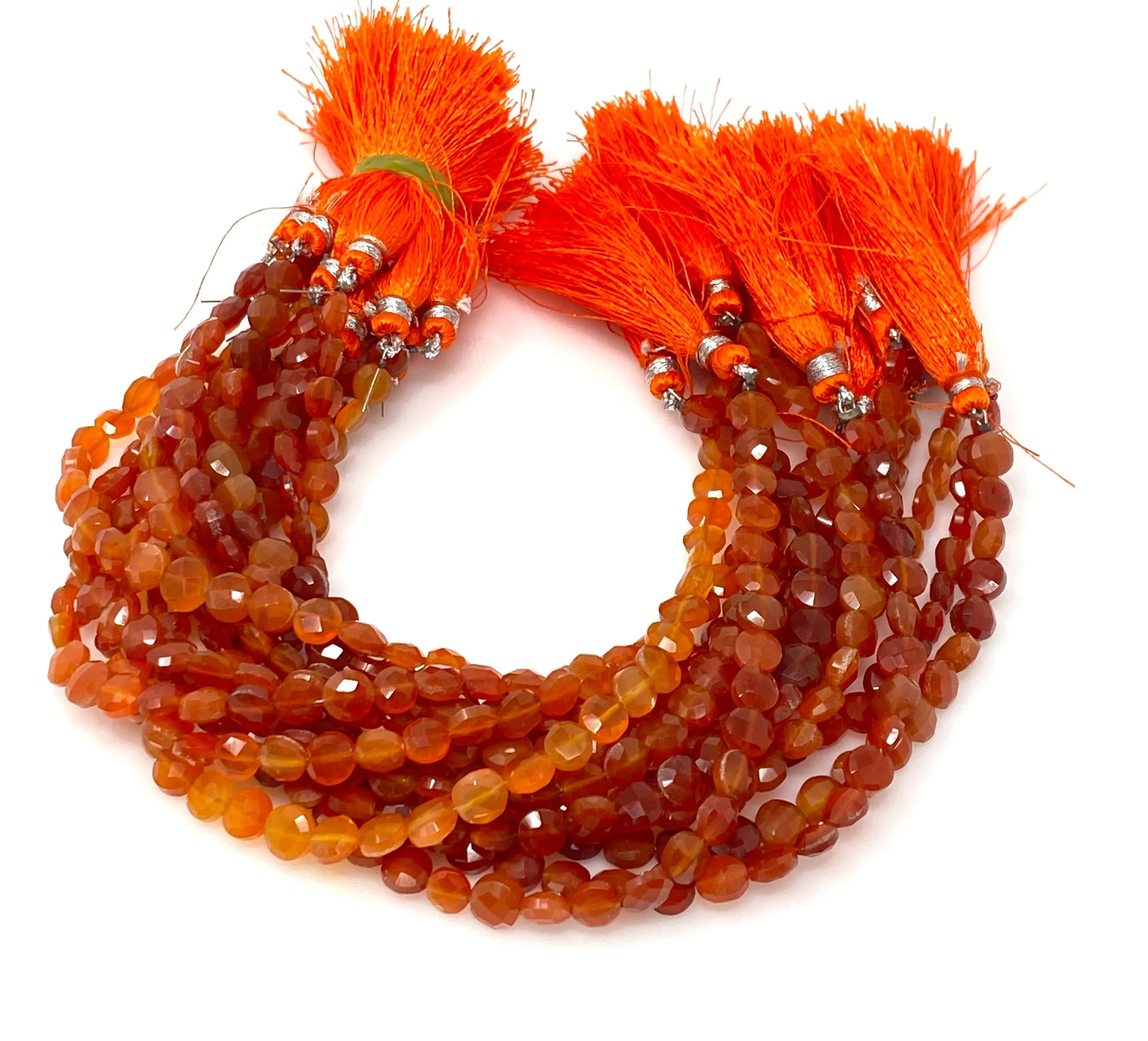 8” Carnelian Gemstone Coin Beads, Natural Carnelian Beads, Jewelry Supplies Bulk Wholesale Beads, 5.5mm - 6mm