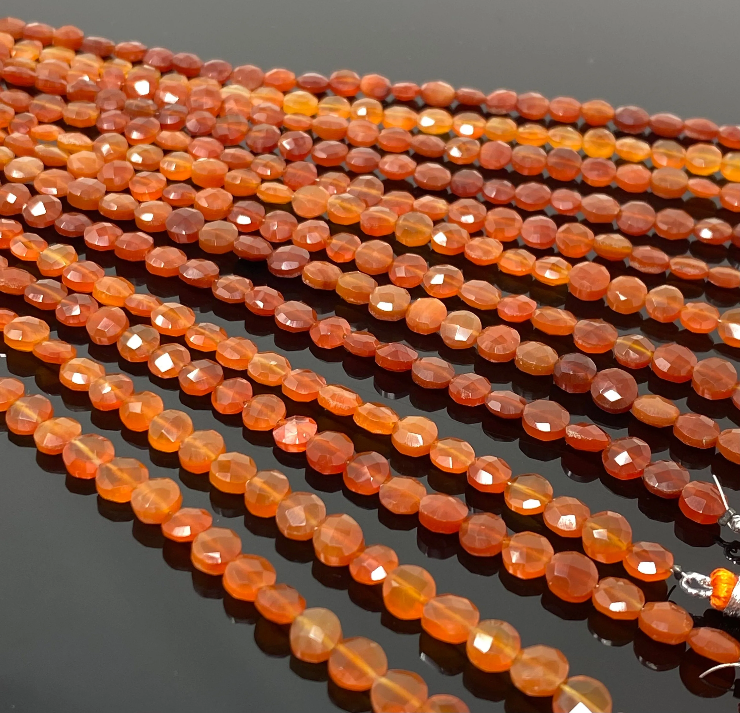 8” Carnelian Gemstone Coin Beads, Natural Carnelian Beads, Jewelry Supplies Bulk Wholesale Beads, 5.5mm - 6mm