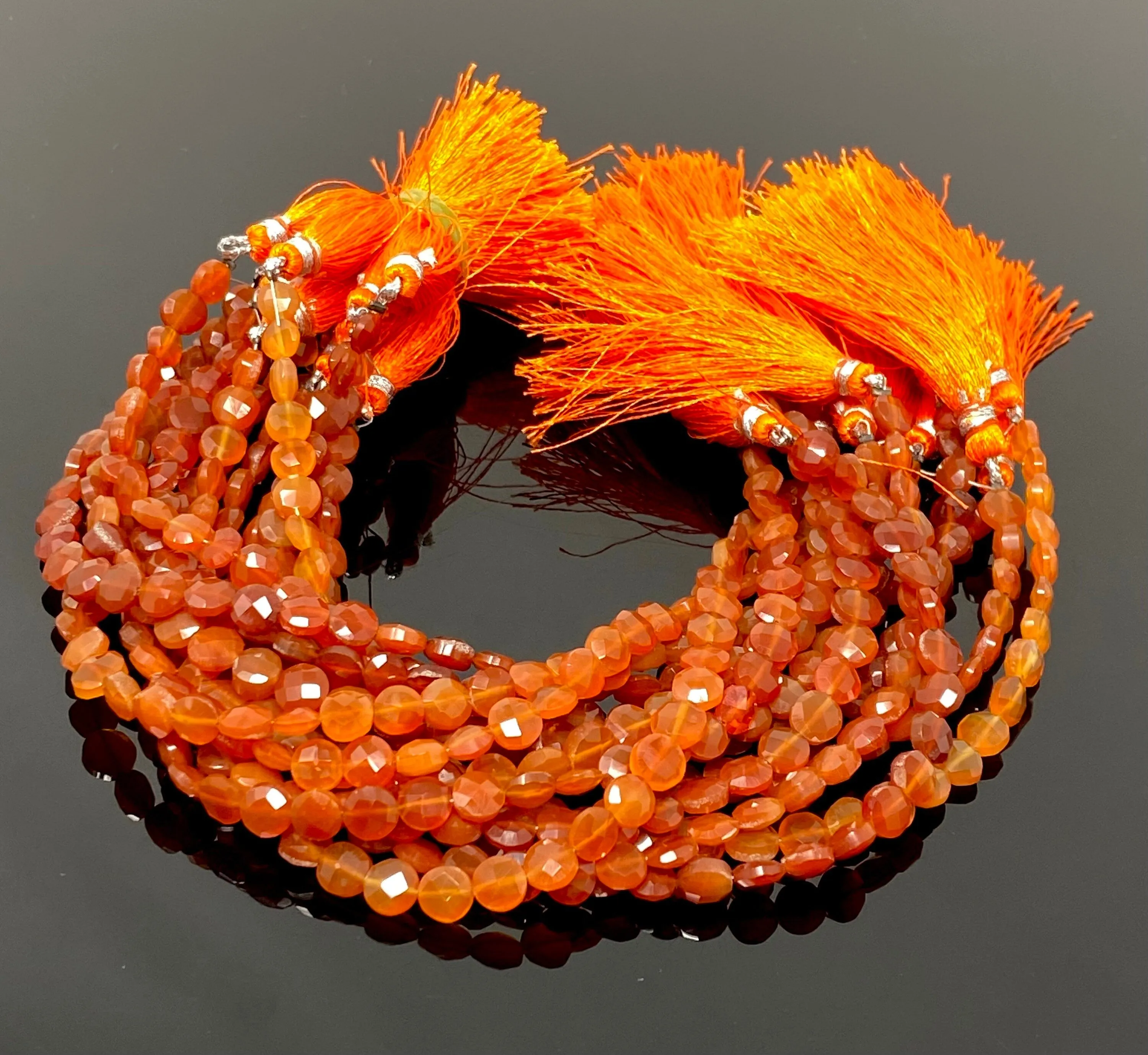 8” Carnelian Gemstone Coin Beads, Natural Carnelian Beads, Jewelry Supplies Bulk Wholesale Beads, 5.5mm - 6mm