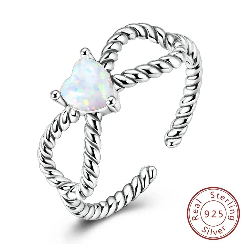 925 Sterling Silver Wireless Love Zircon Heart Ring Sparkling Wedding Band For Women Anniversary Gift