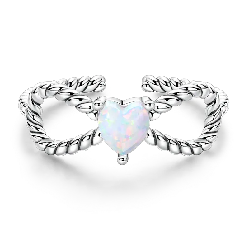 925 Sterling Silver Wireless Love Zircon Heart Ring Sparkling Wedding Band For Women Anniversary Gift