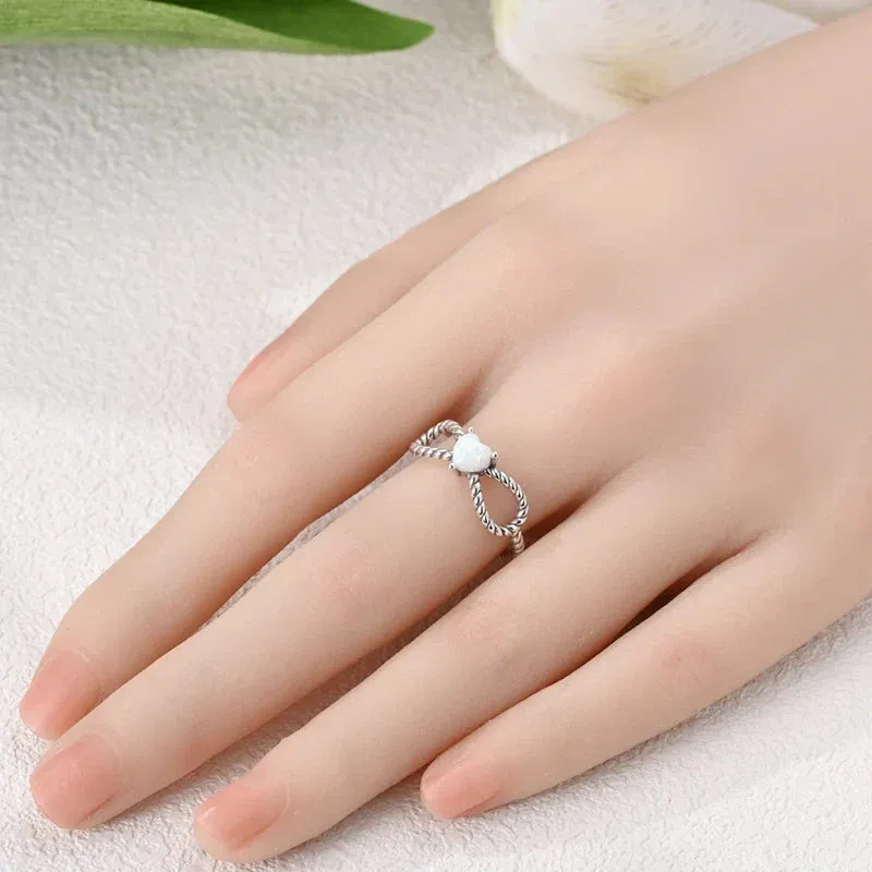925 Sterling Silver Wireless Love Zircon Heart Ring Sparkling Wedding Band For Women Anniversary Gift