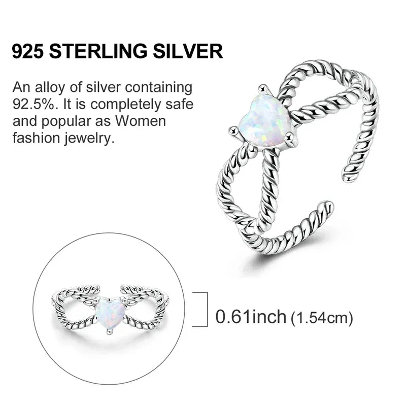 925 Sterling Silver Wireless Love Zircon Heart Ring Sparkling Wedding Band For Women Anniversary Gift