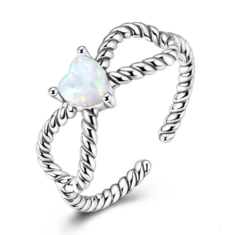 925 Sterling Silver Wireless Love Zircon Heart Ring Sparkling Wedding Band For Women Anniversary Gift