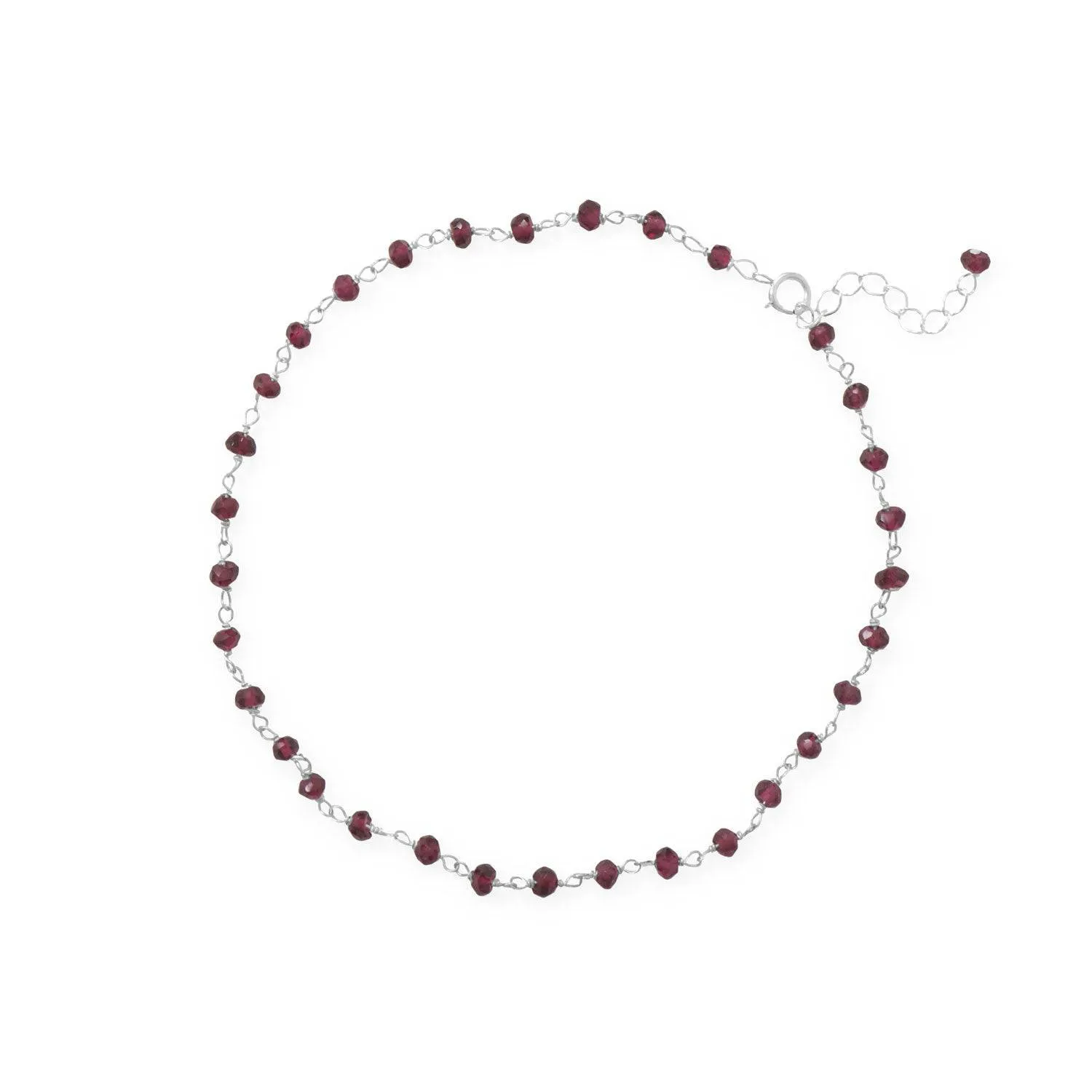 9.5"   1" Glam Garnet! Bead Anklet