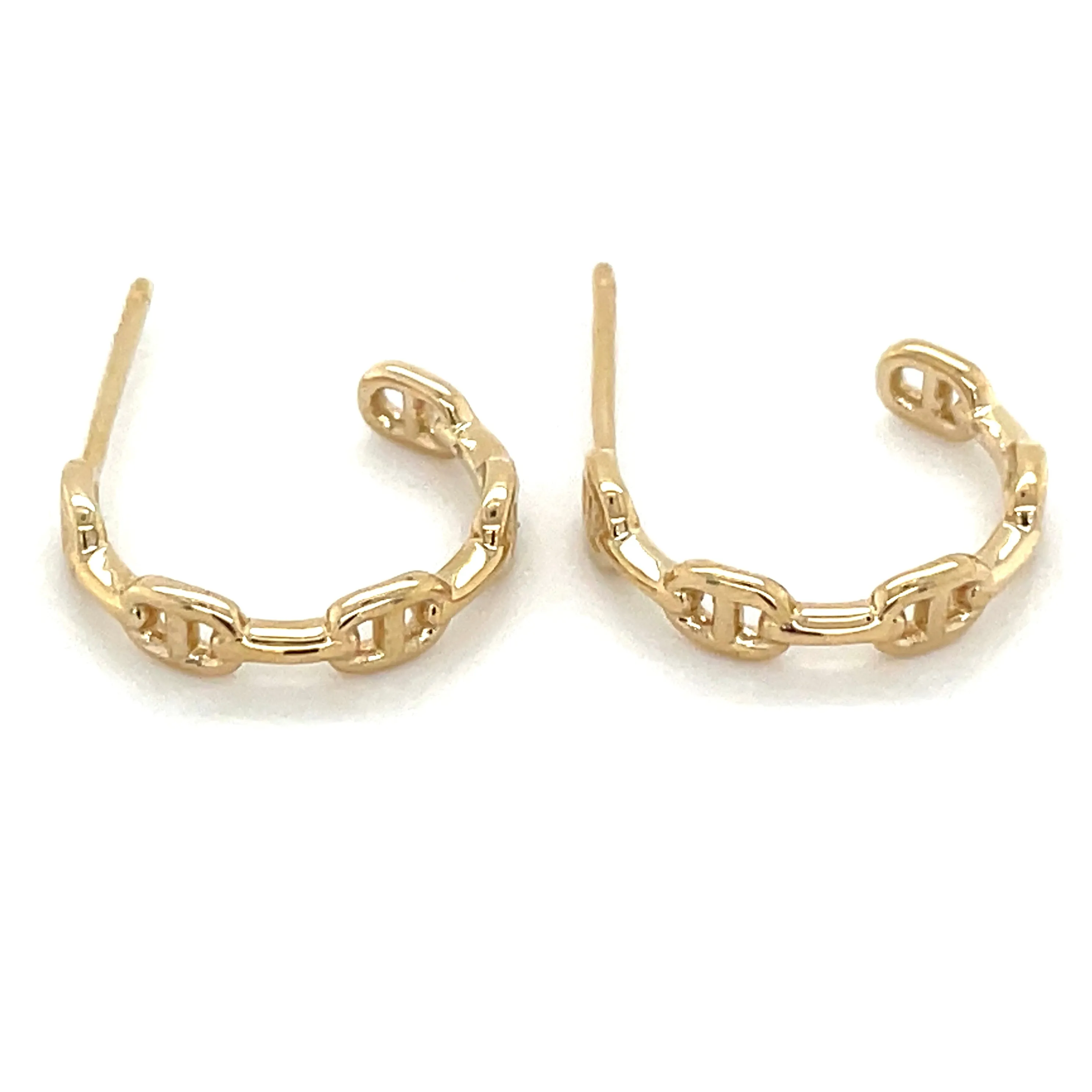 9ct Yellow Gold Mariner Link Hoop Earrings