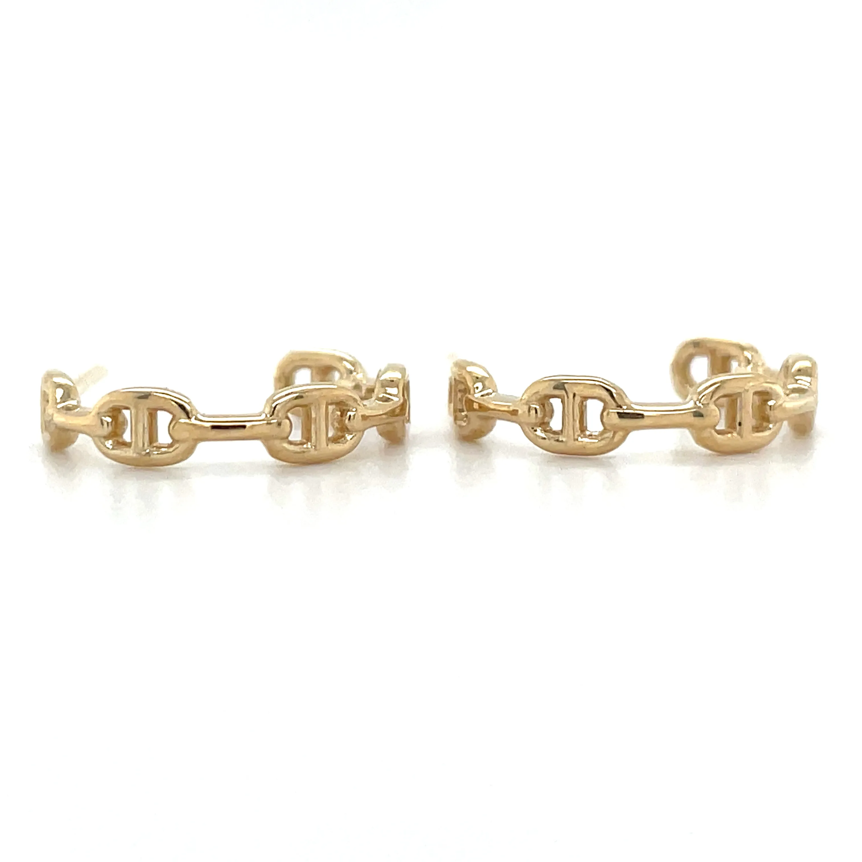 9ct Yellow Gold Mariner Link Hoop Earrings