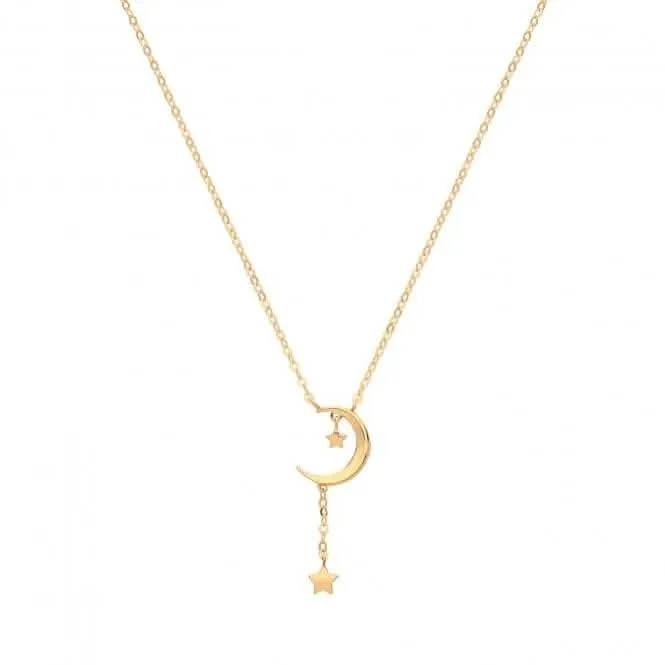 9ct Yellow Gold Moon With Drop Star Necklet NK1604