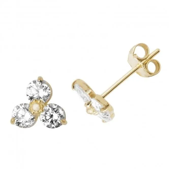 9ct Yellow Gold Zirconia Stud Earrings ES493