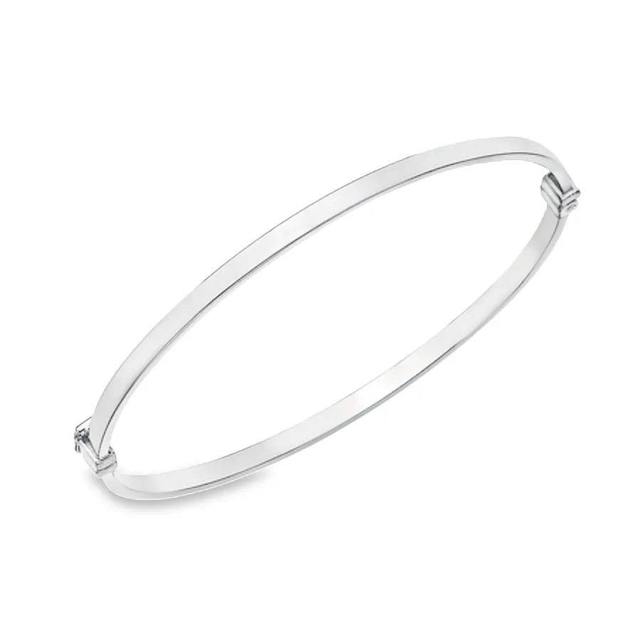 9K White Gold Plain Flat Bangle