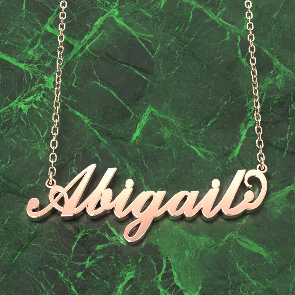Abigail Name Necklace 14k Gold Plated Silver Custom Necklace, Personalized Gifts For Her